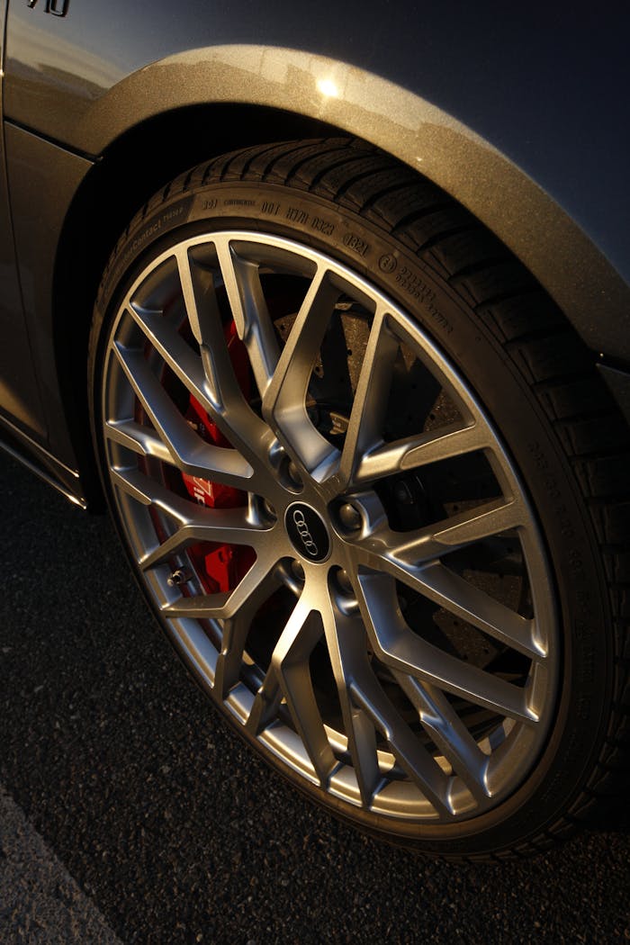 Silver and Black Audi Car Wheel